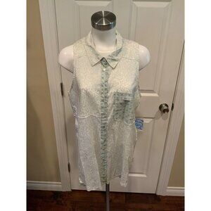 Intimately Free People"Tea Combo" Mint Green Print Collared Shirt, Size XS, NWT